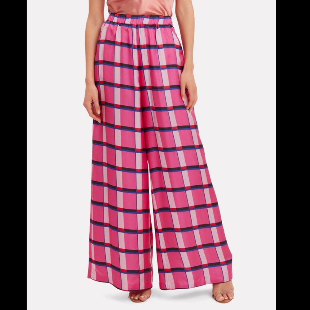 Paper London Miami Pink Silk Check Trousers